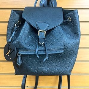 Louis Vuitton Monogram Montsouris Black Leather LV Backpack M45205